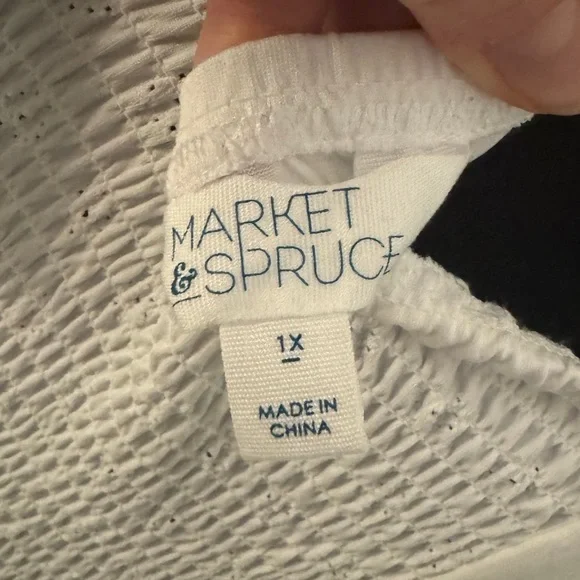 NWT Stitch Fix MARKET & SPRUCE white eyelet smocked back soft stretch dress 1X - Picture 8 of 9